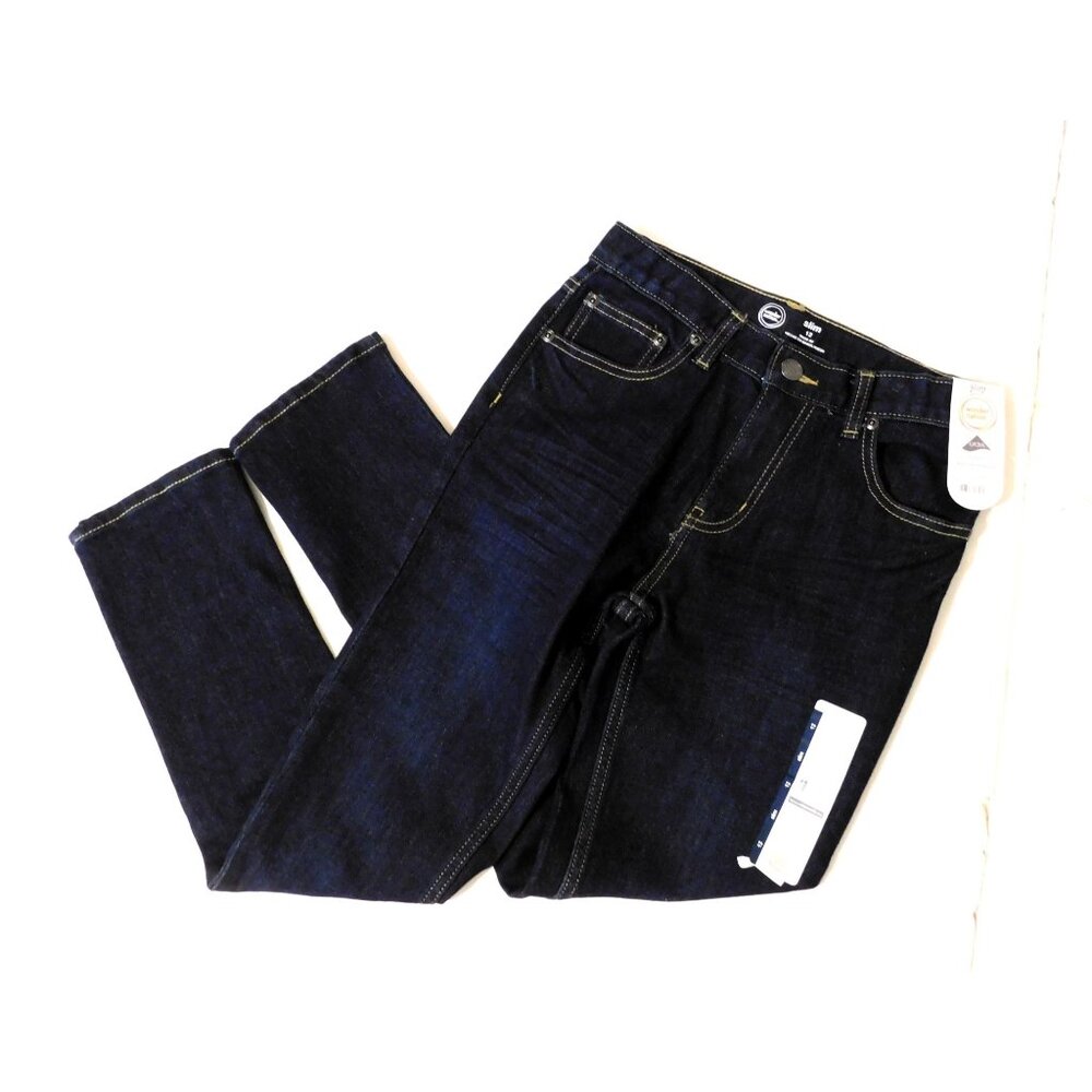 Wonder Nation Boys Jeans 12 Slim Fit Blue Dark Wash Adj Waist Stretch Denim